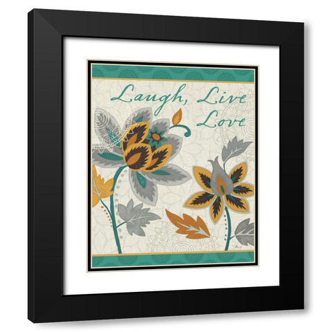 Decorative Nature IV Turquoise and Cream Black Modern Wood Framed Art Print with Double Matting by Pela Studio
