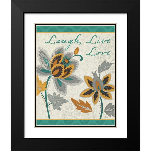 Decorative Nature IV Turquoise and Cream Black Modern Wood Framed Art Print with Double Matting by Pela Studio