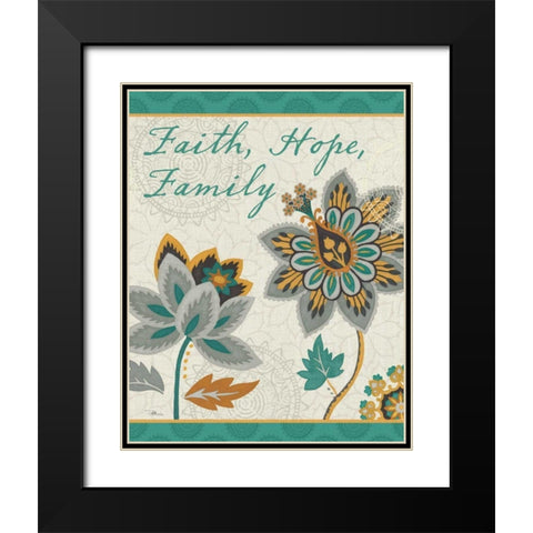 Decorative Nature V Turquoise and Cream Black Modern Wood Framed Art Print with Double Matting by Pela Studio