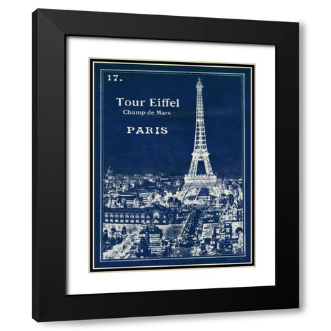 Blueprint Eiffel Tower Black Modern Wood Framed Art Print with Double Matting by Schlabach, Sue