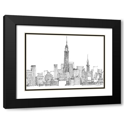 New York Skyline Crop Black Modern Wood Framed Art Print with Double Matting by Tillmon, Avery