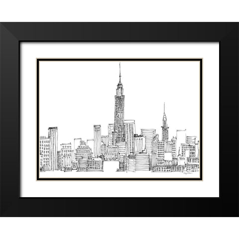 New York Skyline Crop Black Modern Wood Framed Art Print with Double Matting by Tillmon, Avery
