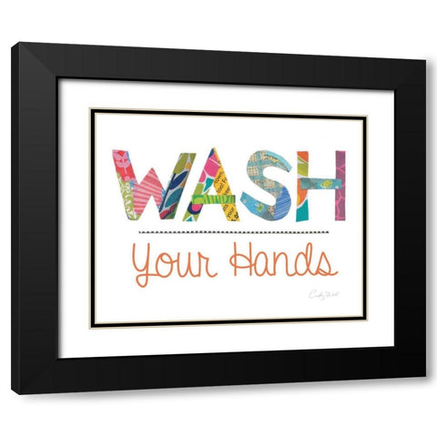 Wash Your Hands Black Modern Wood Framed Art Print with Double Matting by Prahl, Courtney