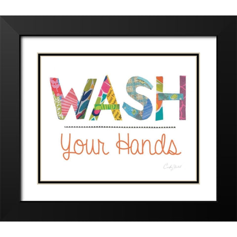 Wash Your Hands Black Modern Wood Framed Art Print with Double Matting by Prahl, Courtney