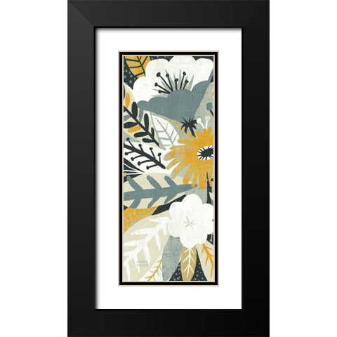 Vintage Bouquet Yellow Panel I Black Modern Wood Framed Art Print with Double Matting by Mullan, Michael