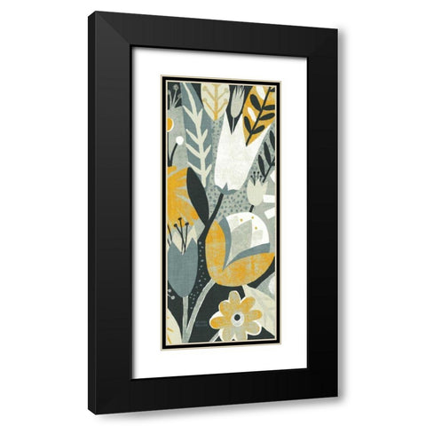 Vintage Bouquet Yellow Panel II Black Modern Wood Framed Art Print with Double Matting by Mullan, Michael