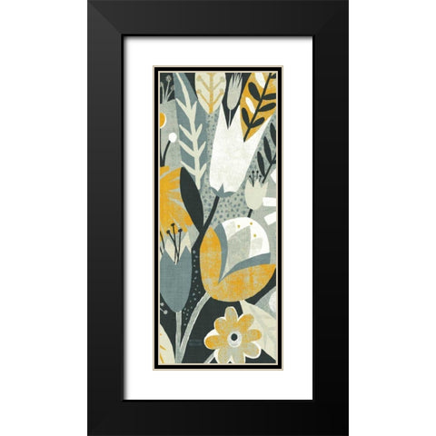 Vintage Bouquet Yellow Panel II Black Modern Wood Framed Art Print with Double Matting by Mullan, Michael