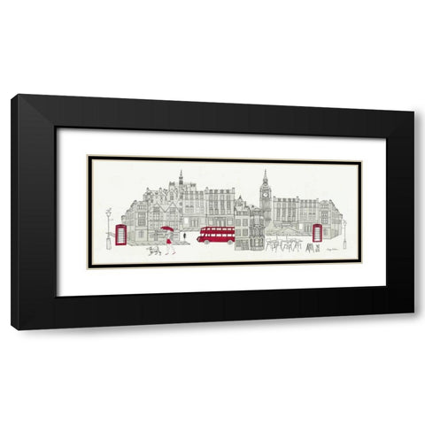 World Cafe Panel  I - London Red Black Modern Wood Framed Art Print with Double Matting by Tillmon, Avery