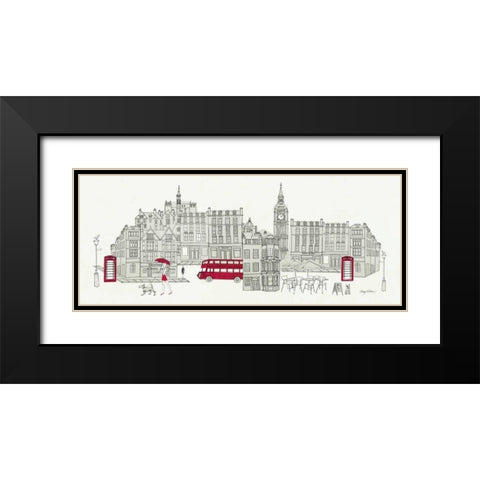 World Cafe Panel  I - London Red Black Modern Wood Framed Art Print with Double Matting by Tillmon, Avery