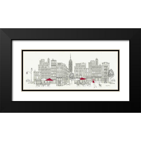 World Cafe Panel III - NYC Red Black Modern Wood Framed Art Print with Double Matting by Tillmon, Avery
