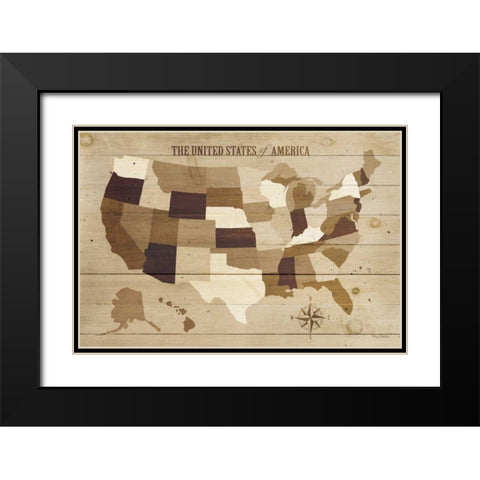 USA Modern Vintage Wood Black Modern Wood Framed Art Print with Double Matting by Mullan, Michael