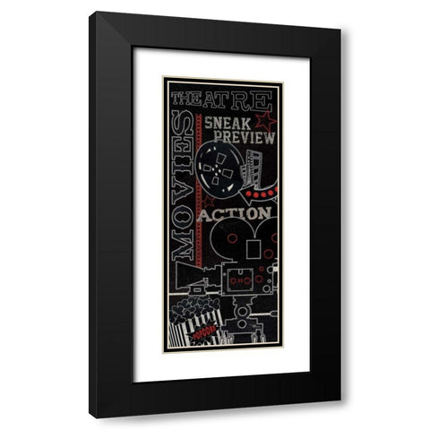 Movie Montage II Black Modern Wood Framed Art Print with Double Matting by Pela Studio