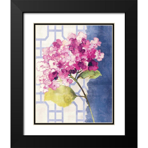 Antique Floral on White I Black Modern Wood Framed Art Print with Double Matting by Wild Apple Portfolio