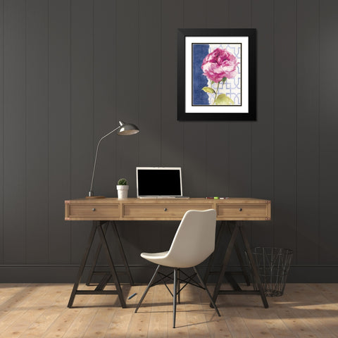 Antique Floral on White II Black Modern Wood Framed Art Print with Double Matting by Wild Apple Portfolio