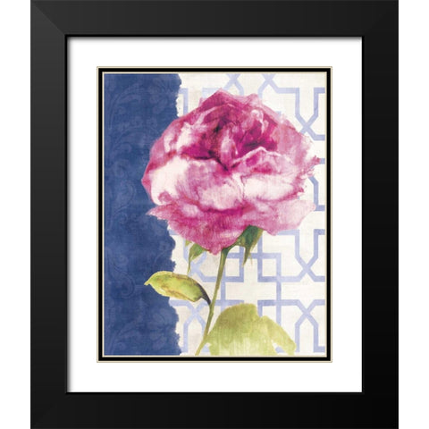Antique Floral on White II Black Modern Wood Framed Art Print with Double Matting by Wild Apple Portfolio