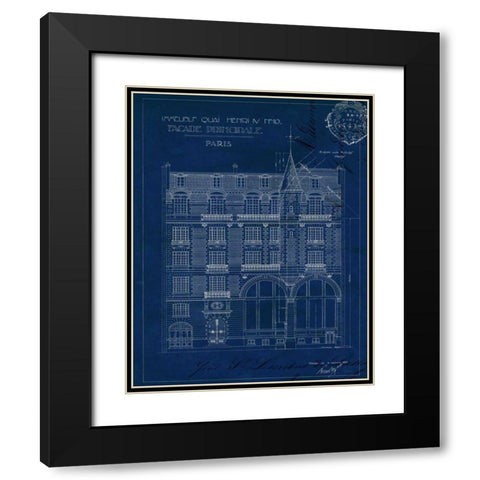 Quai Henri Blueprint I Black Modern Wood Framed Art Print with Double Matting by Wild Apple Portfolio