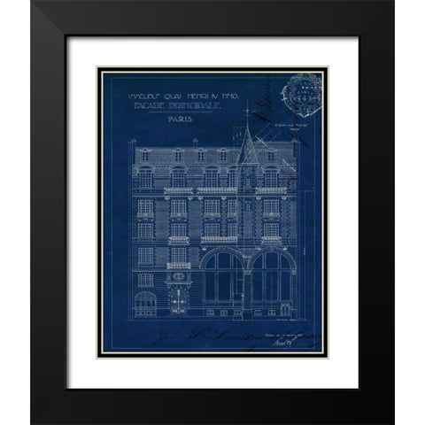 Quai Henri Blueprint I Black Modern Wood Framed Art Print with Double Matting by Wild Apple Portfolio