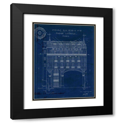 Quai Henri Blueprint II Black Modern Wood Framed Art Print with Double Matting by Wild Apple Portfolio