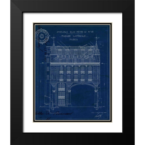 Quai Henri Blueprint II Black Modern Wood Framed Art Print with Double Matting by Wild Apple Portfolio