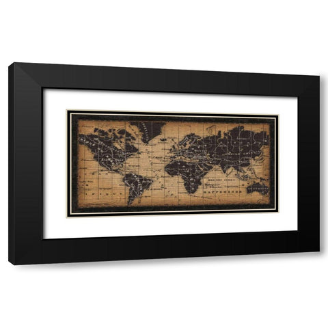 Old World Map Black Modern Wood Framed Art Print with Double Matting by Pela Studio