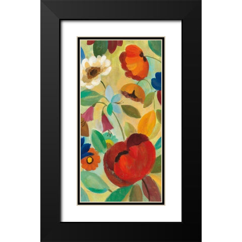 Summer Floral Panel II Black Modern Wood Framed Art Print with Double Matting by Vassileva, Silvia