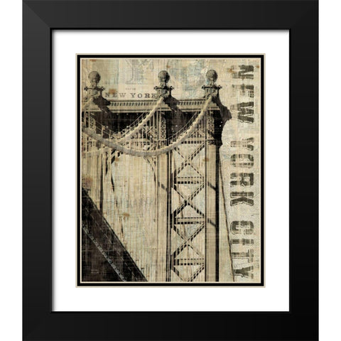 Vintage NY Manhattan Bridge Black Modern Wood Framed Art Print with Double Matting by Mullan, Michael