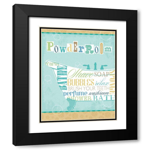 Bathroom Words Tub I Black Modern Wood Framed Art Print with Double Matting by Pela Studio
