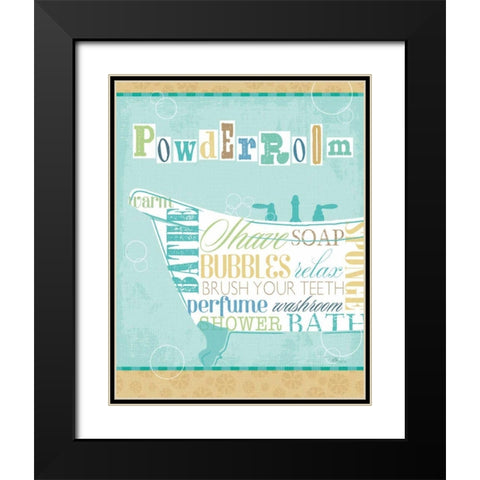 Bathroom Words Tub I Black Modern Wood Framed Art Print with Double Matting by Pela Studio
