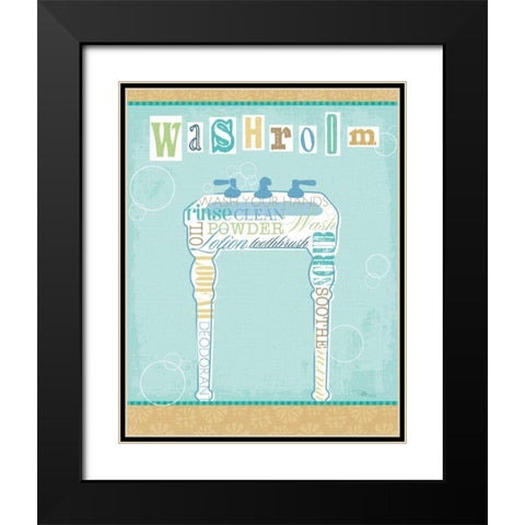 Bathroom Words Sink II Black Modern Wood Framed Art Print with Double Matting by Pela Studio