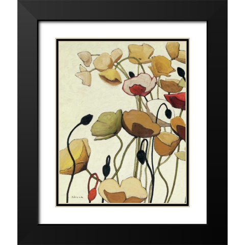 Pavots Ondule I Black Modern Wood Framed Art Print with Double Matting by Novak, Shirley