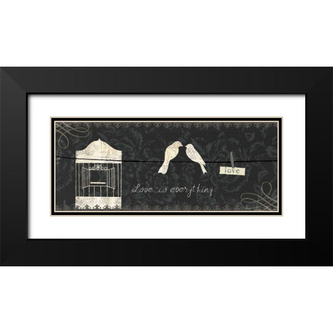 Love Paris Panel III Black Modern Wood Framed Art Print with Double Matting by Adams, Emily