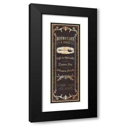 Parisian Signs Panel - II Black Modern Wood Framed Art Print with Double Matting by Pela Studio