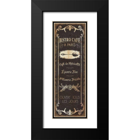 Parisian Signs Panel - II Black Modern Wood Framed Art Print with Double Matting by Pela Studio