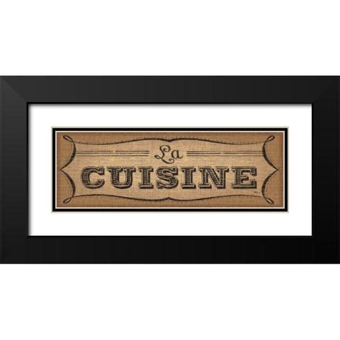 La Cuisine Burlap II Black Modern Wood Framed Art Print with Double Matting by Pela Studio