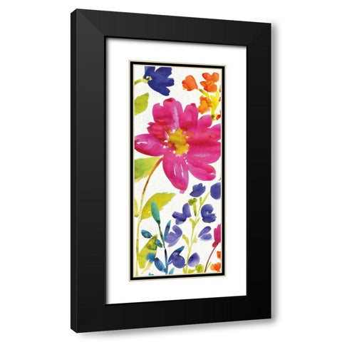 Floral Medley Panel I Black Modern Wood Framed Art Print with Double Matting by Wild Apple Portfolio