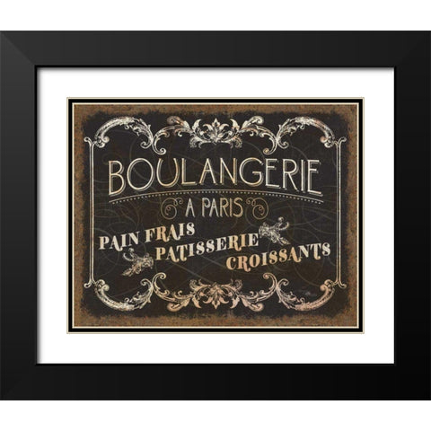 Parisian Signs Black Modern Wood Framed Art Print with Double Matting by Pela Studio