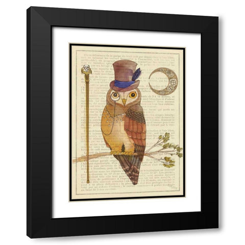 Steampunk Owl II Black Modern Wood Framed Art Print with Double Matting by DeNeige, Elyse