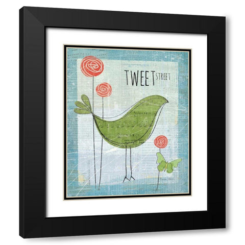 Tweet Street Black Modern Wood Framed Art Print with Double Matting by Aldrich, Belinda
