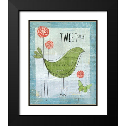 Tweet Street Black Modern Wood Framed Art Print with Double Matting by Aldrich, Belinda