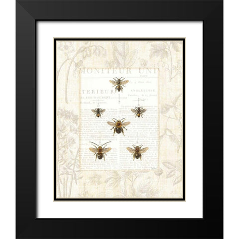 Bee Botanical Black Modern Wood Framed Art Print with Double Matting by Schlabach, Sue