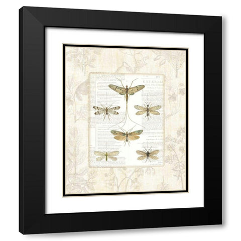 Dragonfly Botanical Black Modern Wood Framed Art Print with Double Matting by Schlabach, Sue