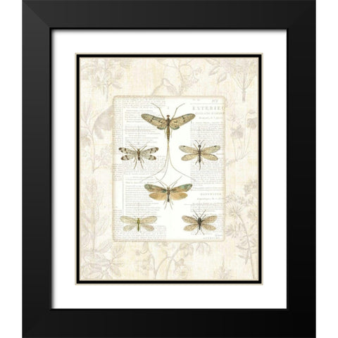 Dragonfly Botanical Black Modern Wood Framed Art Print with Double Matting by Schlabach, Sue