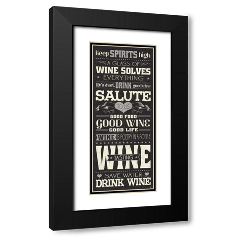 Wine Lovers II Black Modern Wood Framed Art Print with Double Matting by Pela Studio