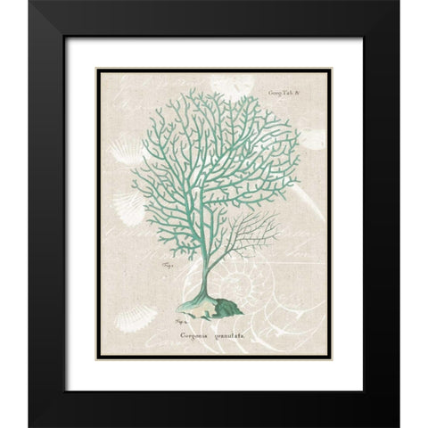 Gorgonia Granulata on Linen Sea Foam Black Modern Wood Framed Art Print with Double Matting by Wild Apple Portfolio