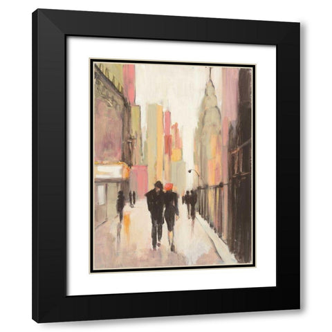 City Stroll Black Modern Wood Framed Art Print with Double Matting by Purinton, Julia