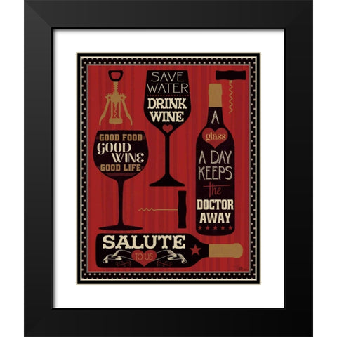 Wine Words II Black Modern Wood Framed Art Print with Double Matting by Pela Studio