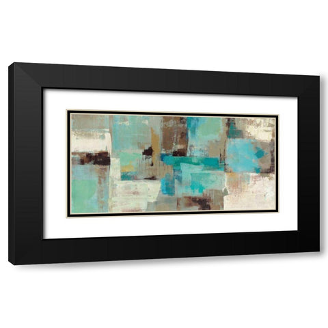 Teal and Aqua Reflections v2 Black Modern Wood Framed Art Print with Double Matting by Vassileva, Silvia