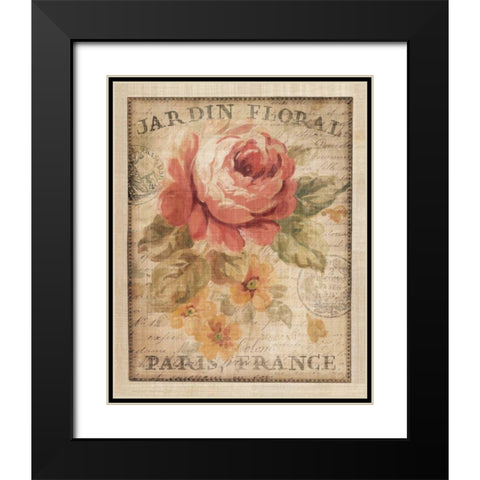 Parisian Flowers II Black Modern Wood Framed Art Print with Double Matting by Nai, Danhui