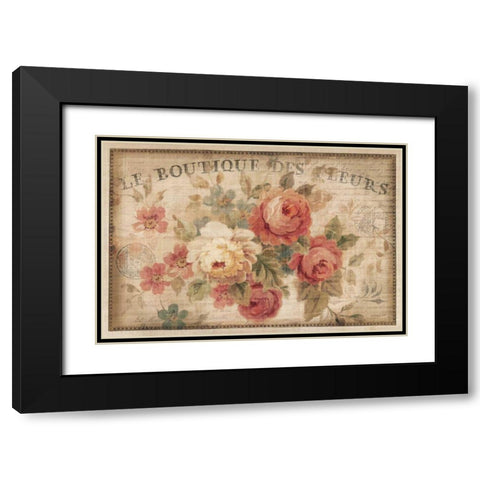 Parisian Flowers III Black Modern Wood Framed Art Print with Double Matting by Nai, Danhui