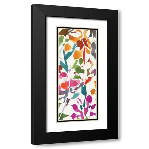 Pink Garden Panel I White Black Modern Wood Framed Art Print with Double Matting by Wild Apple Portfolio